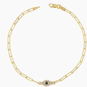 New Diamond Evil Eye Paperclip Bracelet